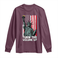 Turn The Volume Up Long Sleeve Shirt Statue of Liberty Patriotic American Flag - Wonder Print Shop
