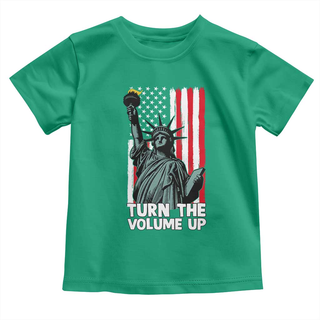 Turn The Volume Up Toddler T Shirt Statue of Liberty Patriotic American Flag - Wonder Print Shop