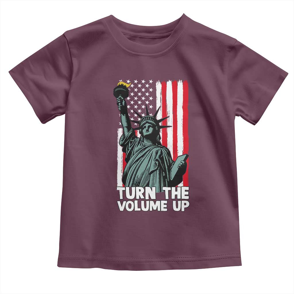 Turn The Volume Up Toddler T Shirt Statue of Liberty Patriotic American Flag - Wonder Print Shop