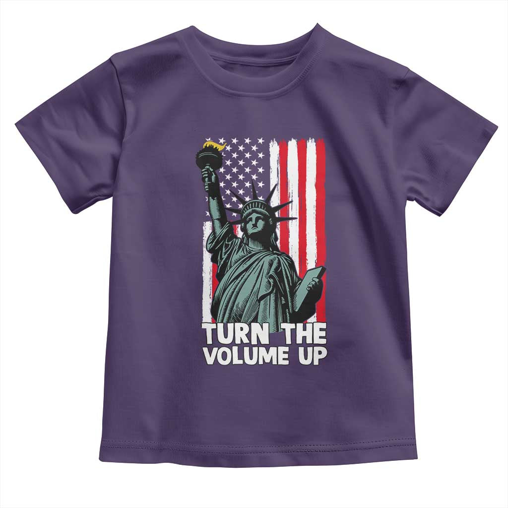 Turn The Volume Up Toddler T Shirt Statue of Liberty Patriotic American Flag - Wonder Print Shop