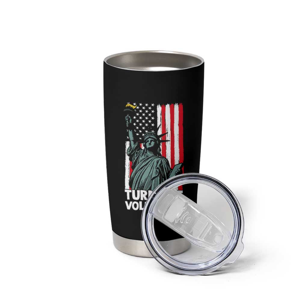 Turn The Volume Up Tumbler Cup Statue of Liberty Patriotic American Flag - Wonder Print Shop