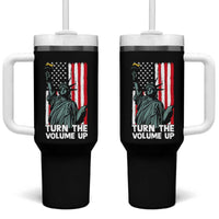 Turn The Volume Up Tumbler With Handle Statue of Liberty Patriotic American Flag - Wonder Print Shop