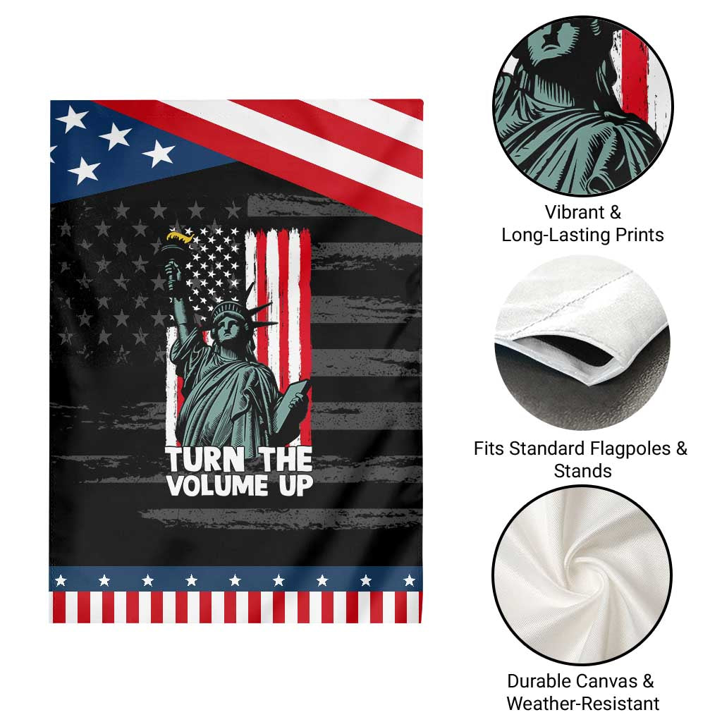 Turn The Volume Up Garden Flag Statue of Liberty Patriotic American Flag