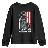 Turn The Volume Up Youth Sweatshirt Statue of Liberty Patriotic American Flag - Wonder Print Shop