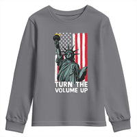 Turn The Volume Up Youth Sweatshirt Statue of Liberty Patriotic American Flag - Wonder Print Shop