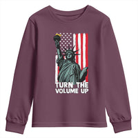 Turn The Volume Up Youth Sweatshirt Statue of Liberty Patriotic American Flag - Wonder Print Shop