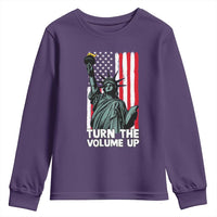 Turn The Volume Up Youth Sweatshirt Statue of Liberty Patriotic American Flag - Wonder Print Shop