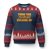 Turn The Volume Up Ugly Christmas Sweater Zohran Mamdani - Wonder Print Shop