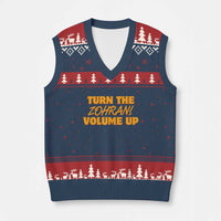 Turn The Volume Up V-Neck Knit Sweater Vest Zohran Mamdani - Wonder Print Shop
