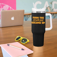 Turn The Volume Up Tumbler With Handle Zohran Mamdani - Wonder Print Shop