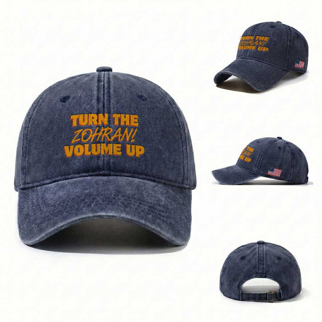 Turn The Volume Up Washed Cotton Baseball Cap Zohran Mamdani