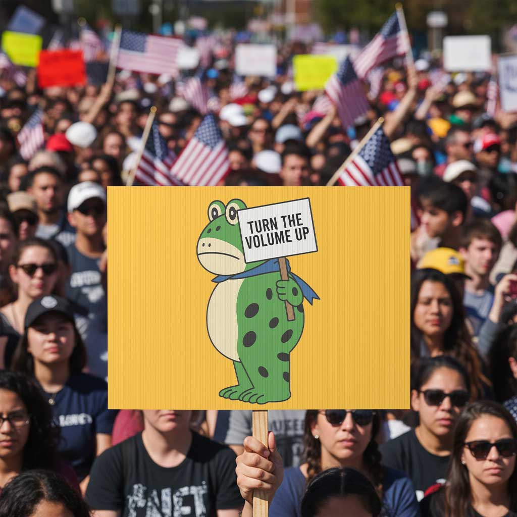 Turn The Volume Up Protest Sign Resist Frog Portland Protest - Wonder Print Shop