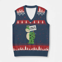 Turn The Volume Up V-Neck Knit Sweater Vest Resist Frog Portland Protest - Wonder Print Shop