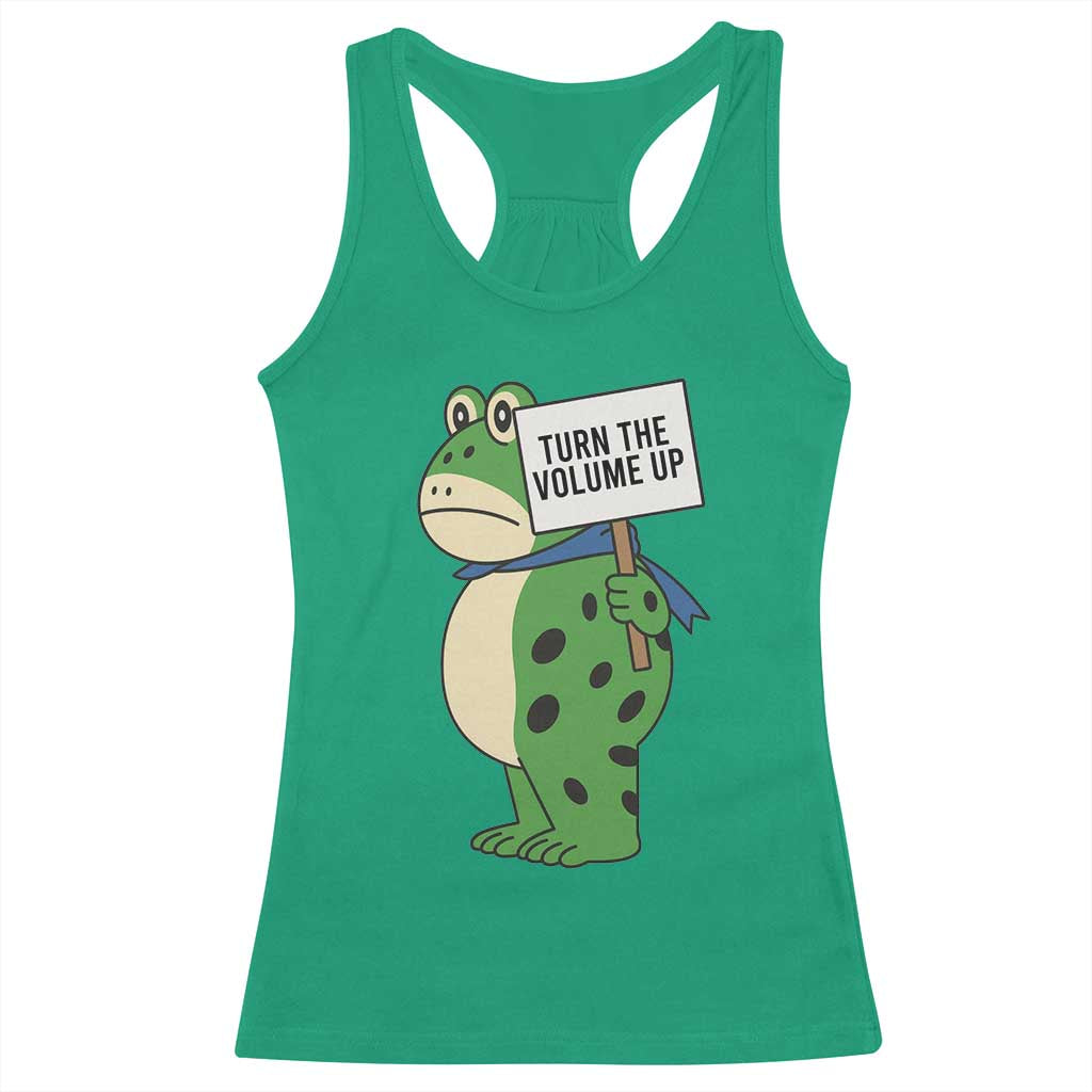 Turn The Volume Up Racerback Tank Top Resist Frog Portland Protest - Wonder Print Shop