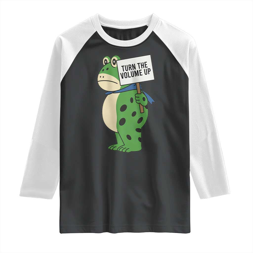 Turn The Volume Up Raglan Shirt Resist Frog Portland Protest - Wonder Print Shop