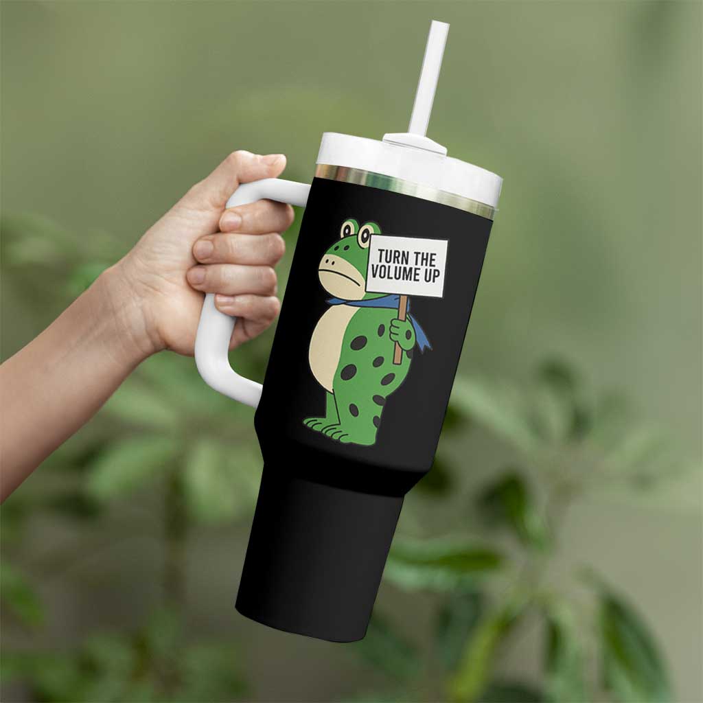 Turn The Volume Up Tumbler With Handle Resist Frog Portland Protest - Wonder Print Shop