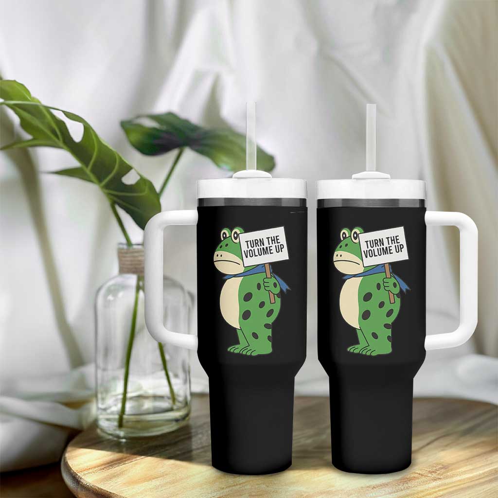Turn The Volume Up Tumbler With Handle Resist Frog Portland Protest - Wonder Print Shop