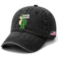 Turn The Volume Up Washed Cotton Baseball Cap Resist Frog Portland Protest
