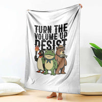 Turn The Volume Up Resist Throw Blanket Portland Frog Bear Penguin Protester - Wonder Print Shop