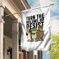 Turn The Volume Up Resist Garden Flag Portland Frog Bear Penguin Protester - Wonder Print Shop