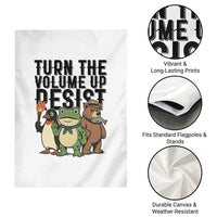 Turn The Volume Up Resist Garden Flag Portland Frog Bear Penguin Protester - Wonder Print Shop