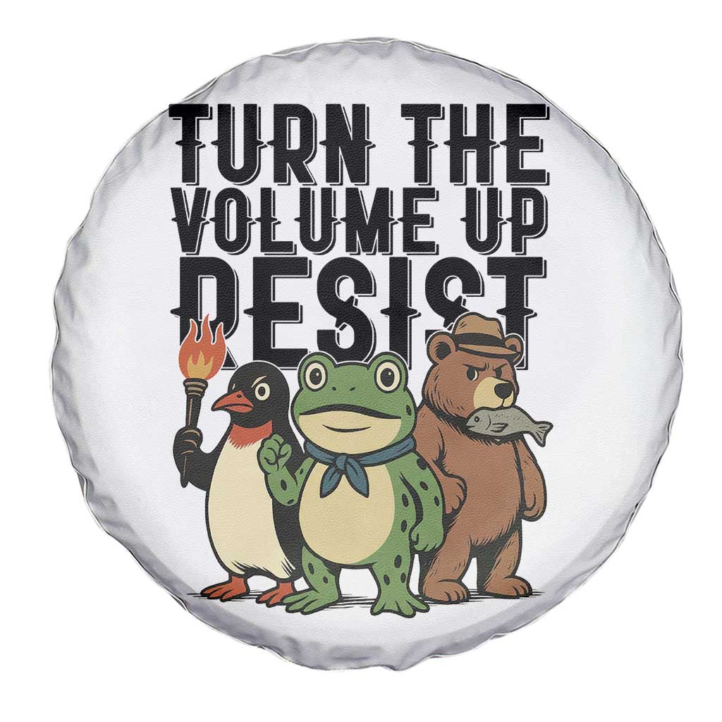 Turn The Volume Up Resist Spare Tire Cover Portland Frog Bear Penguin Protester - Wonder Print Shop