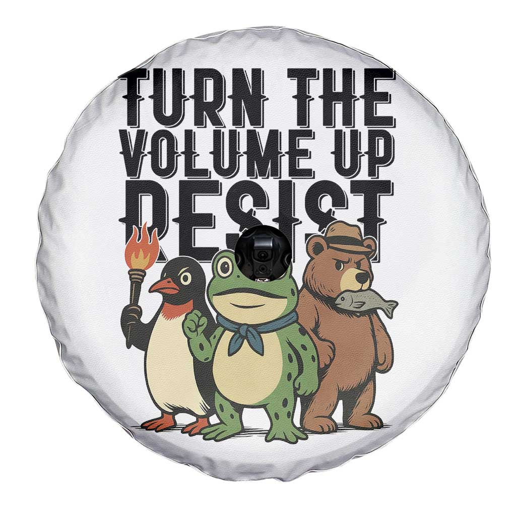 Turn The Volume Up Resist Spare Tire Cover Portland Frog Bear Penguin Protester - Wonder Print Shop