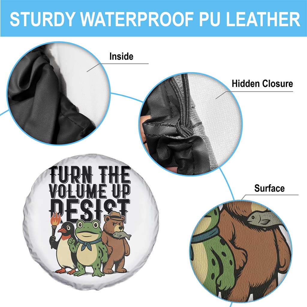 Turn The Volume Up Resist Spare Tire Cover Portland Frog Bear Penguin Protester - Wonder Print Shop