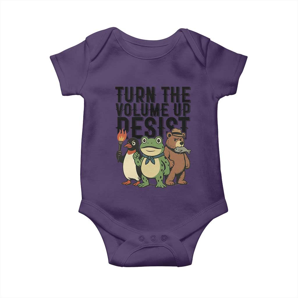 Turn The Volume Up Resist Baby Onesie Portland Frog Bear Penguin Protester - Wonder Print Shop