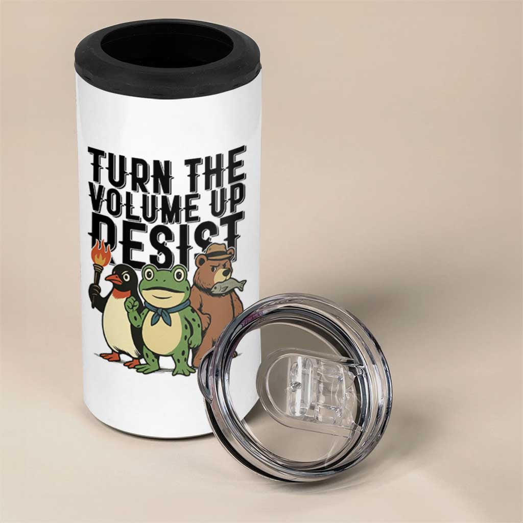 Turn The Volume Up Resist 4 in 1 Can Cooler Tumbler Portland Frog Bear Penguin Protester - Wonder Print Shop