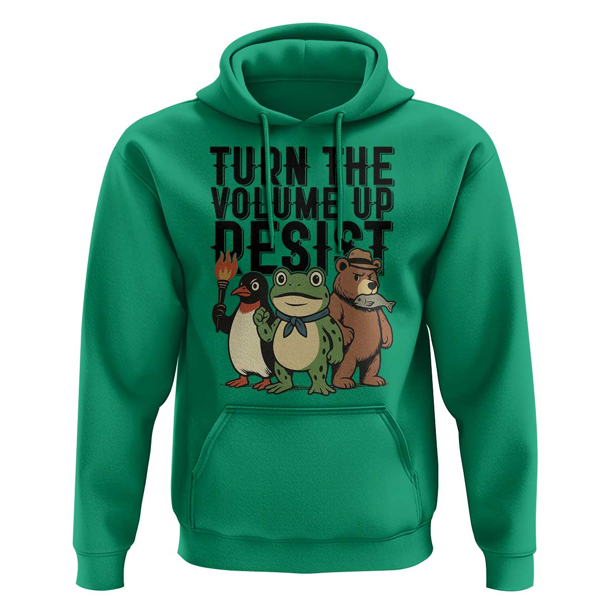 Turn The Volume Up Resist Hoodie Portland Frog Bear Penguin Protester - Wonder Print Shop