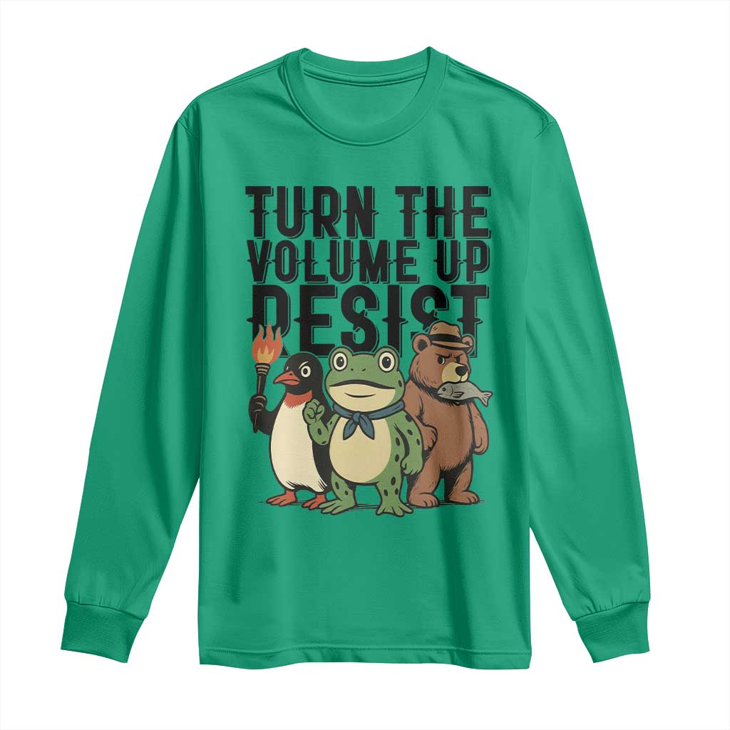 Turn The Volume Up Resist Long Sleeve Shirt Portland Frog Bear Penguin Protester - Wonder Print Shop