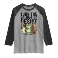 Turn The Volume Up Resist Raglan Shirt Portland Frog Bear Penguin Protester - Wonder Print Shop