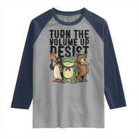 Turn The Volume Up Resist Raglan Shirt Portland Frog Bear Penguin Protester - Wonder Print Shop