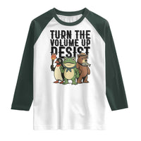 Turn The Volume Up Resist Raglan Shirt Portland Frog Bear Penguin Protester - Wonder Print Shop