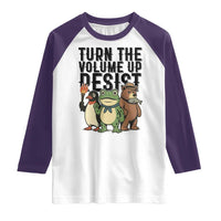 Turn The Volume Up Resist Raglan Shirt Portland Frog Bear Penguin Protester - Wonder Print Shop