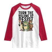 Turn The Volume Up Resist Raglan Shirt Portland Frog Bear Penguin Protester - Wonder Print Shop