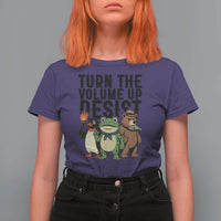 Turn The Volume Up Resist T Shirt For Women Portland Frog Bear Penguin Protester - Wonder Print Shop