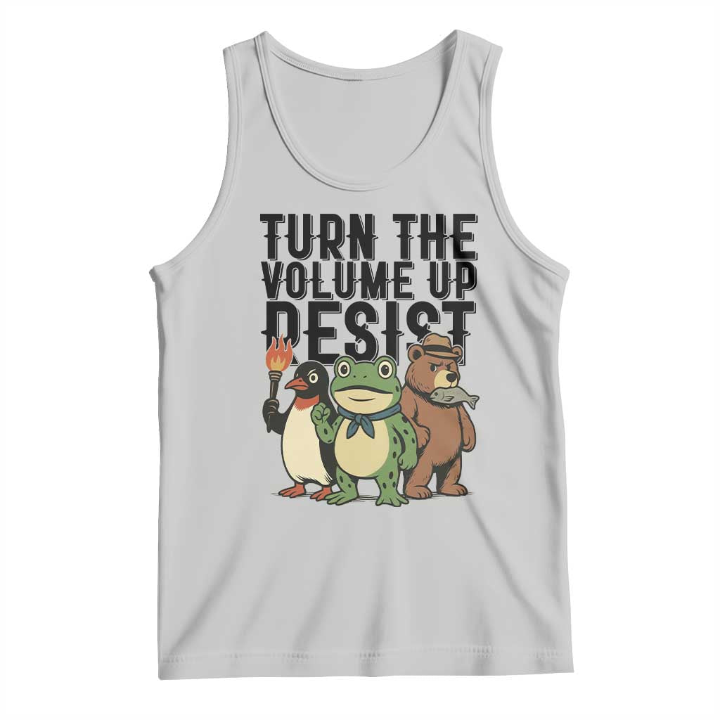 Turn The Volume Up Resist Tank Top Portland Frog Bear Penguin Protester - Wonder Print Shop