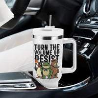 Turn The Volume Up Resist Tumbler With Handle Portland Frog Bear Penguin Protester - Wonder Print Shop