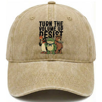 Turn The Volume Up Resist Washed Cotton Baseball Cap Portland Frog Bear Penguin Protester