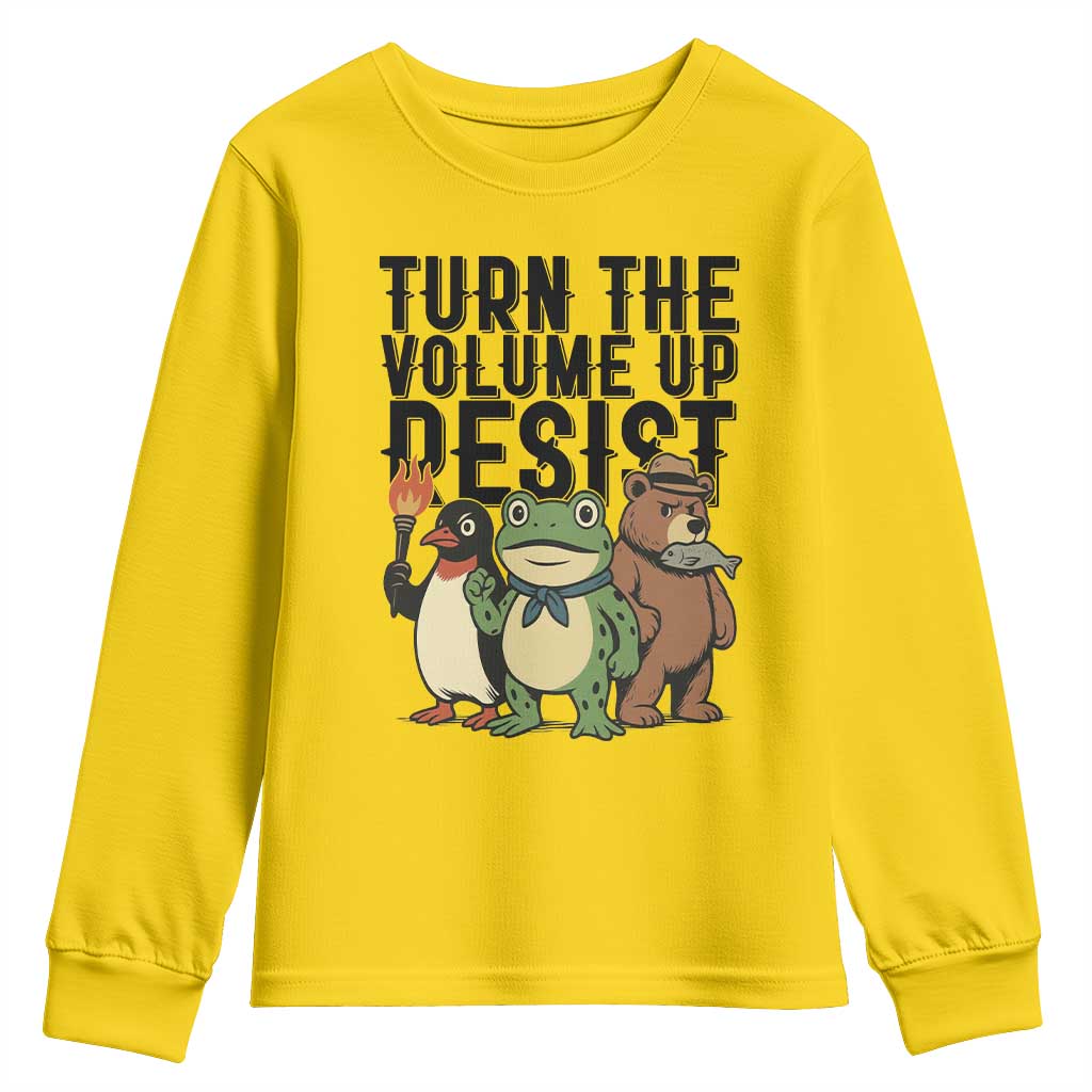 Turn The Volume Up Resist Youth Sweatshirt Portland Frog Bear Penguin Protester - Wonder Print Shop