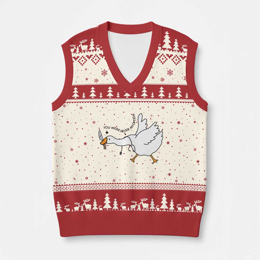 Sily Goose Meme V-Neck Knit Sweater Vest Funny Quote You Were Never An Option - Wonder Print Shop
