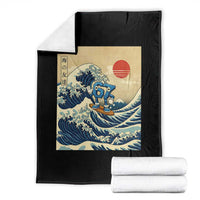 Funny Six Seven Surfing Throw Blanket The Great Wave Kanagawa Japanese 67 Brainrot Meme