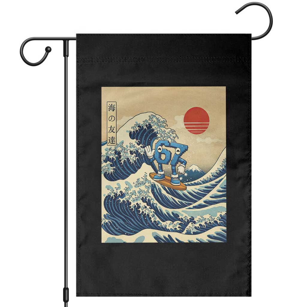 Funny Six Seven Surfing Garden Flag The Great Wave Kanagawa Japanese 67 Brainrot Meme