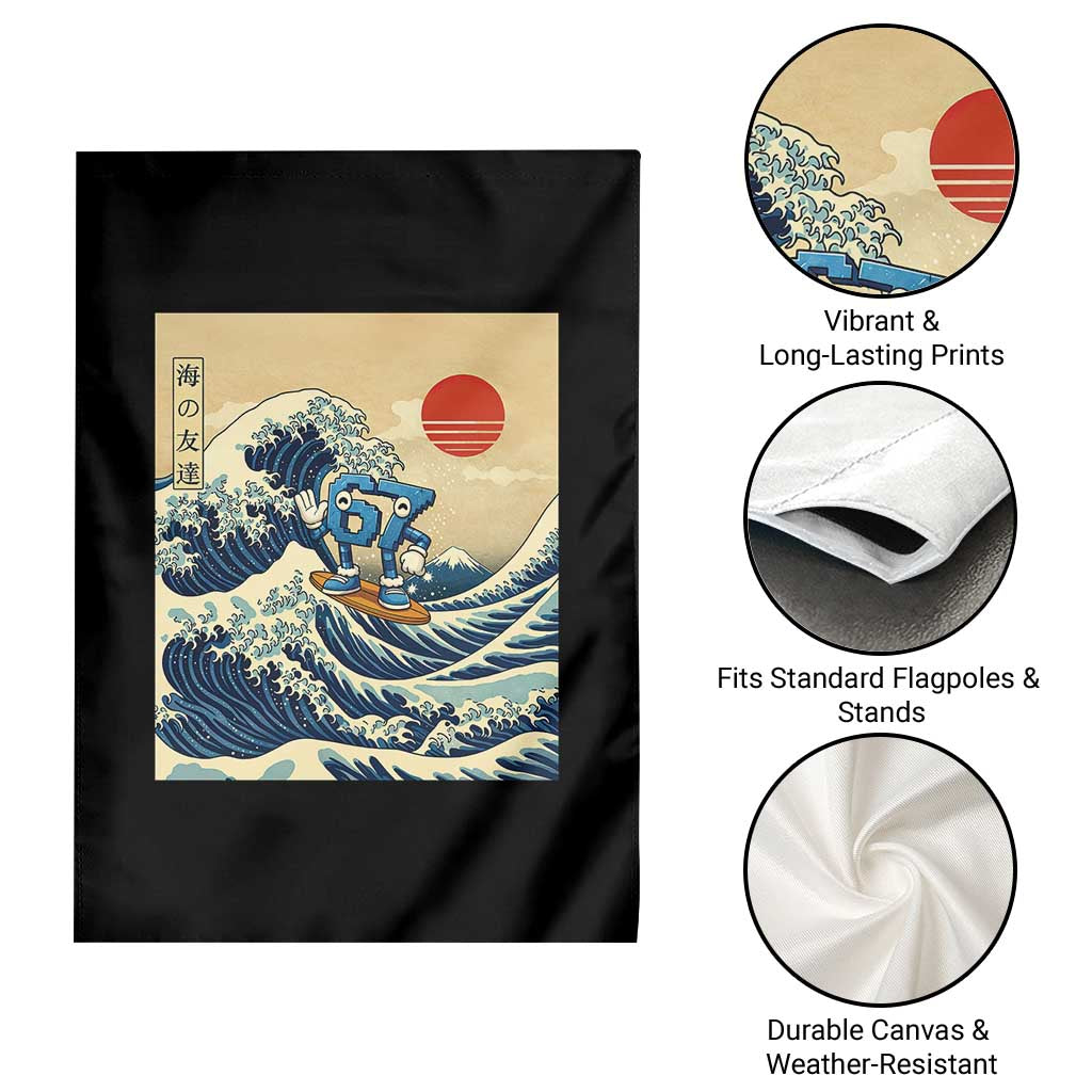 Funny Six Seven Surfing Garden Flag The Great Wave Kanagawa Japanese 67 Brainrot Meme