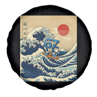 Funny Six Seven Surfing Spare Tire Cover The Great Wave Kanagawa Japanese 67 Brainrot Meme