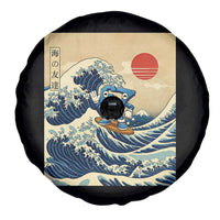 Funny Six Seven Surfing Spare Tire Cover The Great Wave Kanagawa Japanese 67 Brainrot Meme