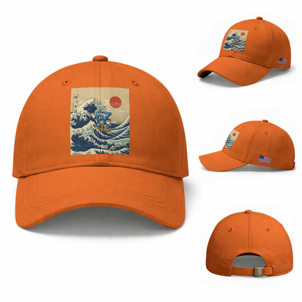 Funny Six Seven Surfing Baseball Cap The Great Wave Kanagawa Japanese 67 Brainrot Meme