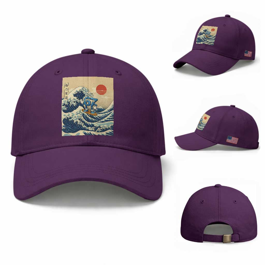 Funny Six Seven Surfing Baseball Cap The Great Wave Kanagawa Japanese 67 Brainrot Meme